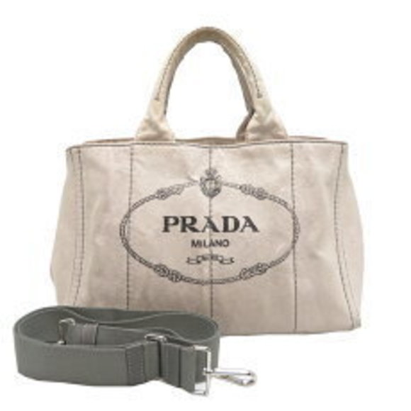Prada Canapa Tote Handbag Beige Canvas - Picture 1 of 9